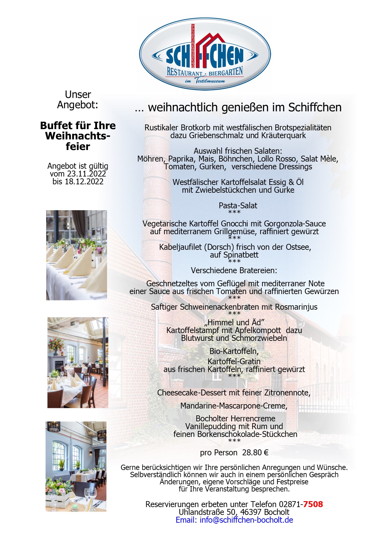 0 Buffet Weihnachtsfeier 2022 Museumsrestaurant Schiffchen